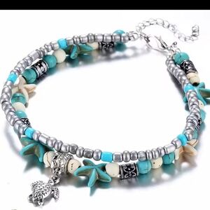 Women's Turquoise Bracelet Starfish Turtle Beach Summer‎ Layered New f18